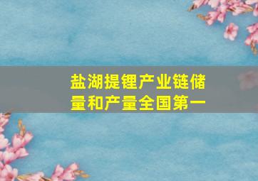 盐湖提锂产业链储量和产量全国第一