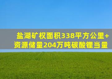 盐湖矿权面积338平方公里+资源储量204万吨碳酸锂当量