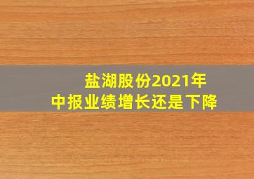 盐湖股份2021年中报业绩增长还是下降