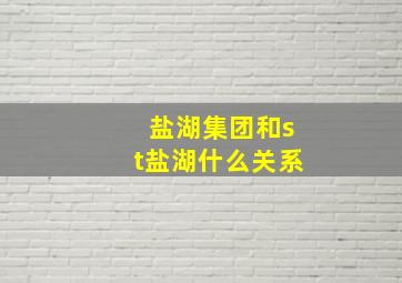 盐湖集团和st盐湖什么关系