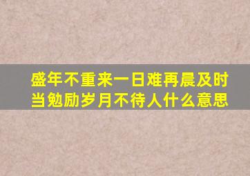 盛年不重来一日难再晨及时当勉励岁月不待人什么意思