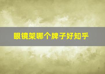 眼镜架哪个牌子好知乎