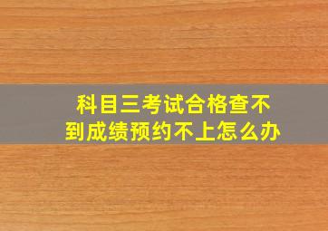 科目三考试合格查不到成绩预约不上怎么办