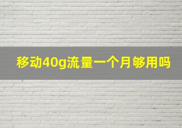 移动40g流量一个月够用吗