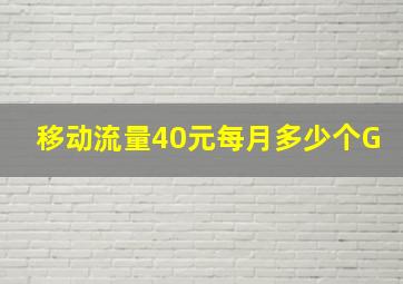 移动流量40元每月多少个G