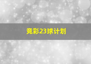 竞彩23球计划