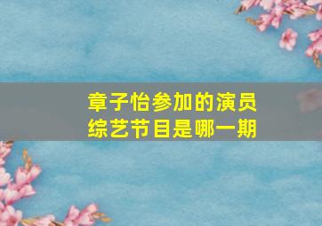 章子怡参加的演员综艺节目是哪一期