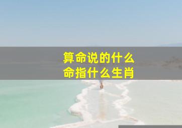 算命说的什么命指什么生肖