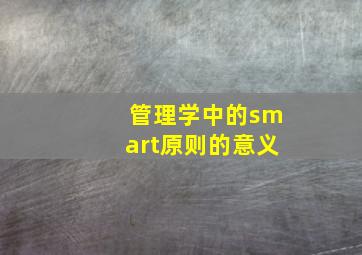 管理学中的smart原则的意义