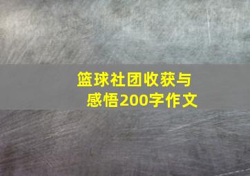 篮球社团收获与感悟200字作文