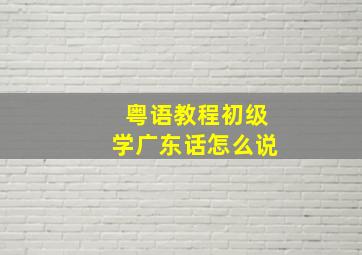 粤语教程初级学广东话怎么说