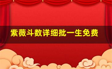 紫薇斗数详细批一生免费