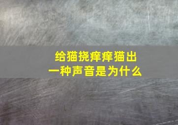 给猫挠痒痒猫出一种声音是为什么