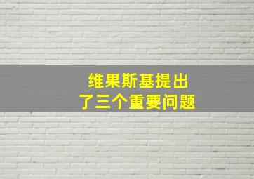 维果斯基提出了三个重要问题