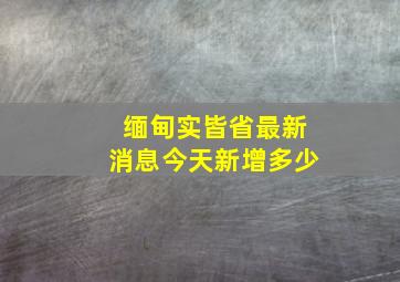 缅甸实皆省最新消息今天新增多少