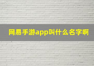 网易手游app叫什么名字啊