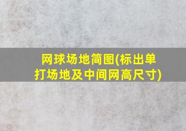 网球场地简图(标出单打场地及中间网高尺寸)