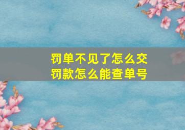 罚单不见了怎么交罚款怎么能查单号