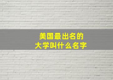 美国最出名的大学叫什么名字