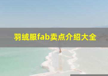 羽绒服fab卖点介绍大全