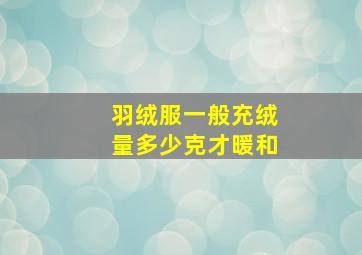 羽绒服一般充绒量多少克才暖和