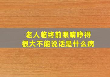 老人临终前眼睛睁得很大不能说话是什么病