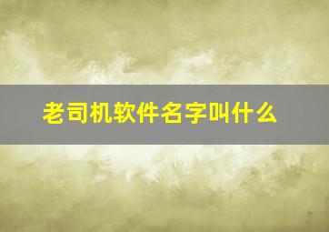 老司机软件名字叫什么