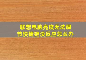 联想电脑亮度无法调节快捷键没反应怎么办