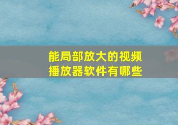 能局部放大的视频播放器软件有哪些