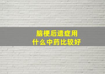 脑梗后遗症用什么中药比较好