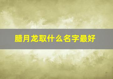 腊月龙取什么名字最好