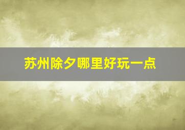 苏州除夕哪里好玩一点