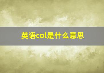 英语col是什么意思