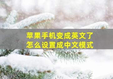 苹果手机变成英文了怎么设置成中文模式