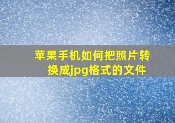 苹果手机如何把照片转换成jpg格式的文件