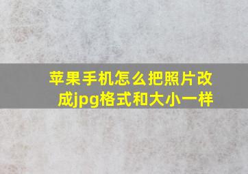 苹果手机怎么把照片改成jpg格式和大小一样