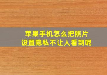 苹果手机怎么把照片设置隐私不让人看到呢