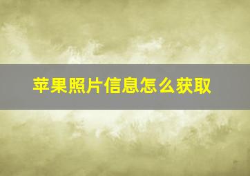 苹果照片信息怎么获取