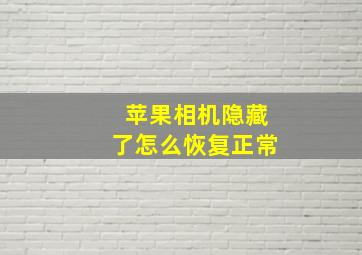 苹果相机隐藏了怎么恢复正常