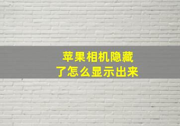 苹果相机隐藏了怎么显示出来