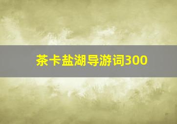 茶卡盐湖导游词300