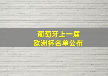 葡萄牙上一届欧洲杯名单公布