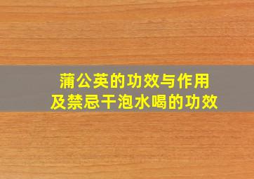 蒲公英的功效与作用及禁忌干泡水喝的功效