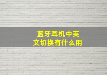 蓝牙耳机中英文切换有什么用