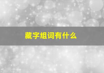 藏字组词有什么