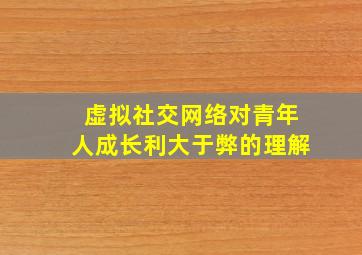 虚拟社交网络对青年人成长利大于弊的理解