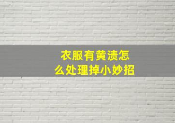 衣服有黄渍怎么处理掉小妙招