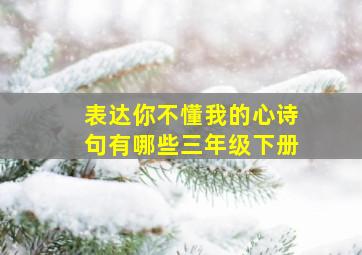 表达你不懂我的心诗句有哪些三年级下册