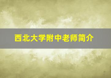 西北大学附中老师简介