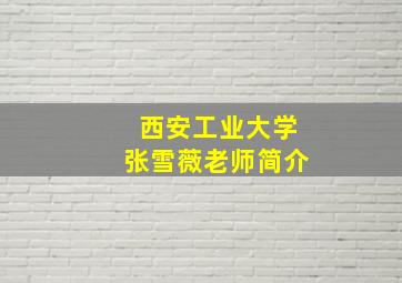 西安工业大学张雪薇老师简介